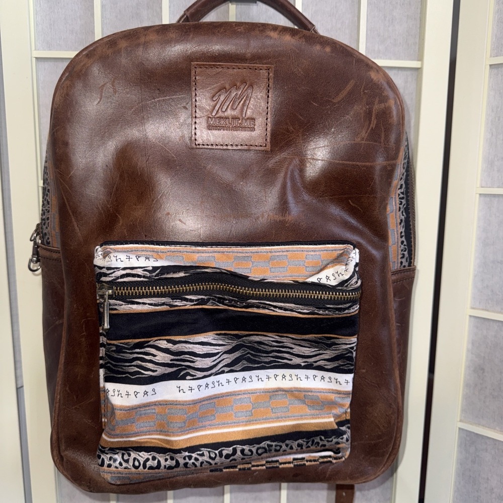 Aztec cowhide leather Backpack
